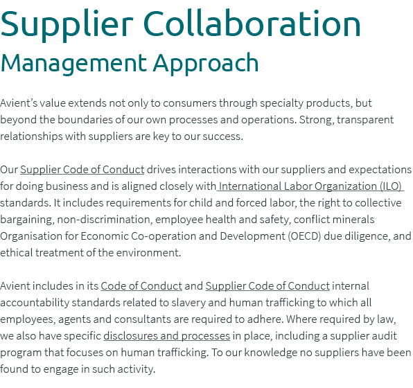 Supplier Collaboration Management Approach Avient’s value extends not only to consumers through specialty products, b...